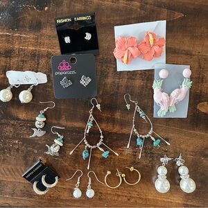 Lot Of 11 Fashion Costume Jewelry Earrings — All Styles